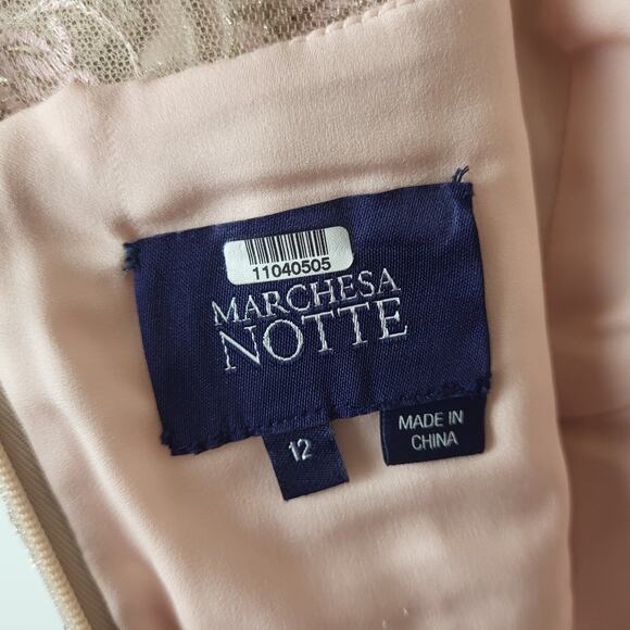 Marchesa Notte Silk Buckingham Sheath Mini Cocktail Dress Gold Metallic Lace 12 - Picture 12 of 12